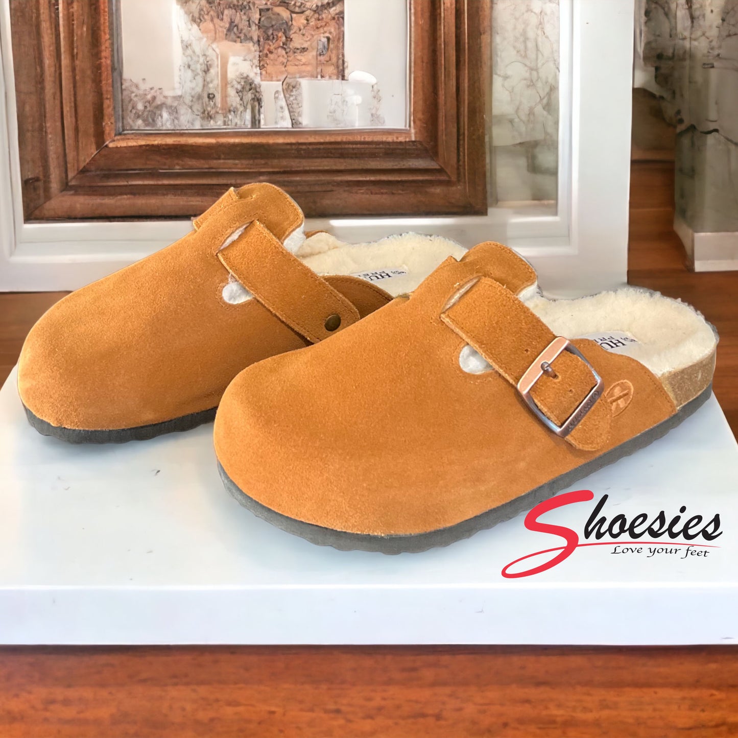 Human Premium Lego Suede Clog - Tan Suede