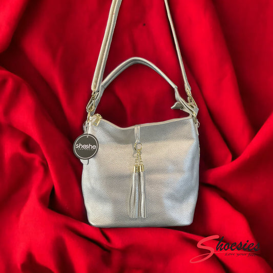 sheshe Australia Leianna Grey Leather Shoulder Bag