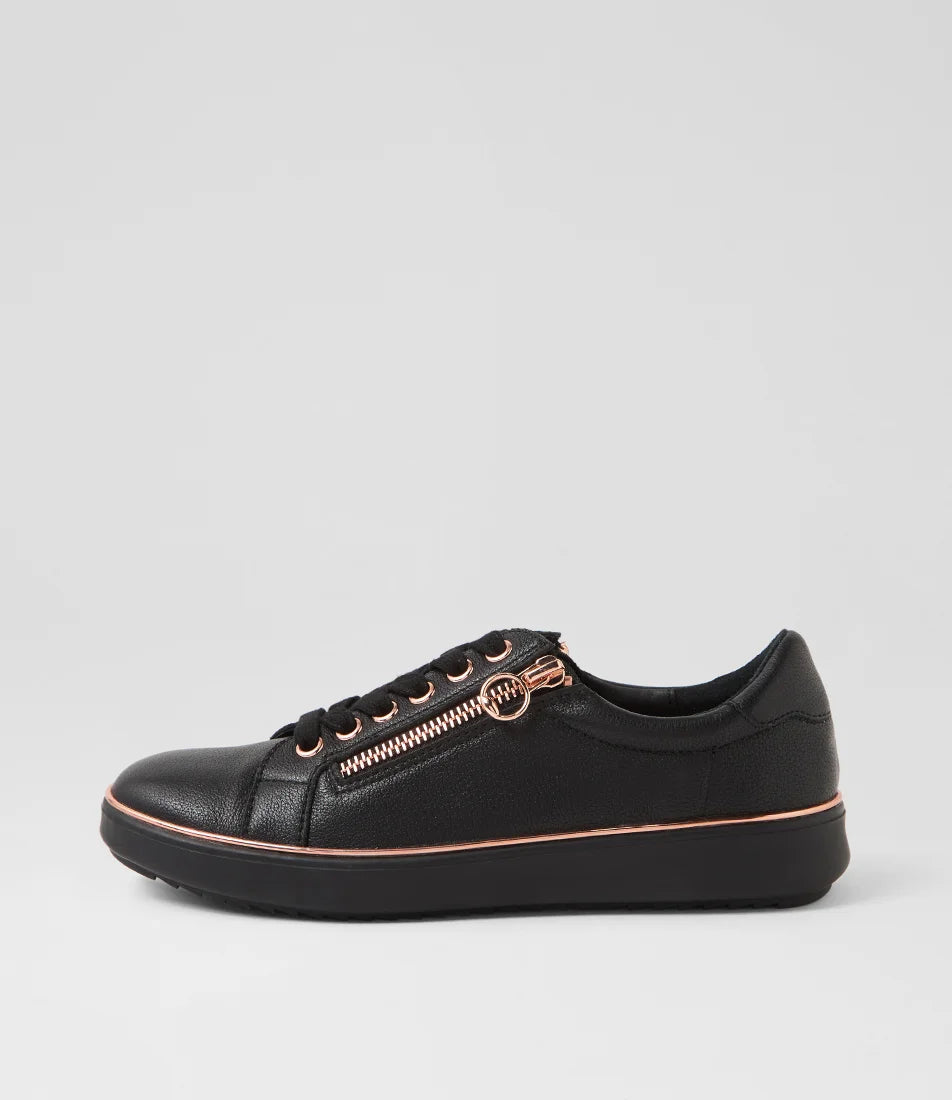 Supersoft LINCON D Leather Sneakers - Black Rose Gold