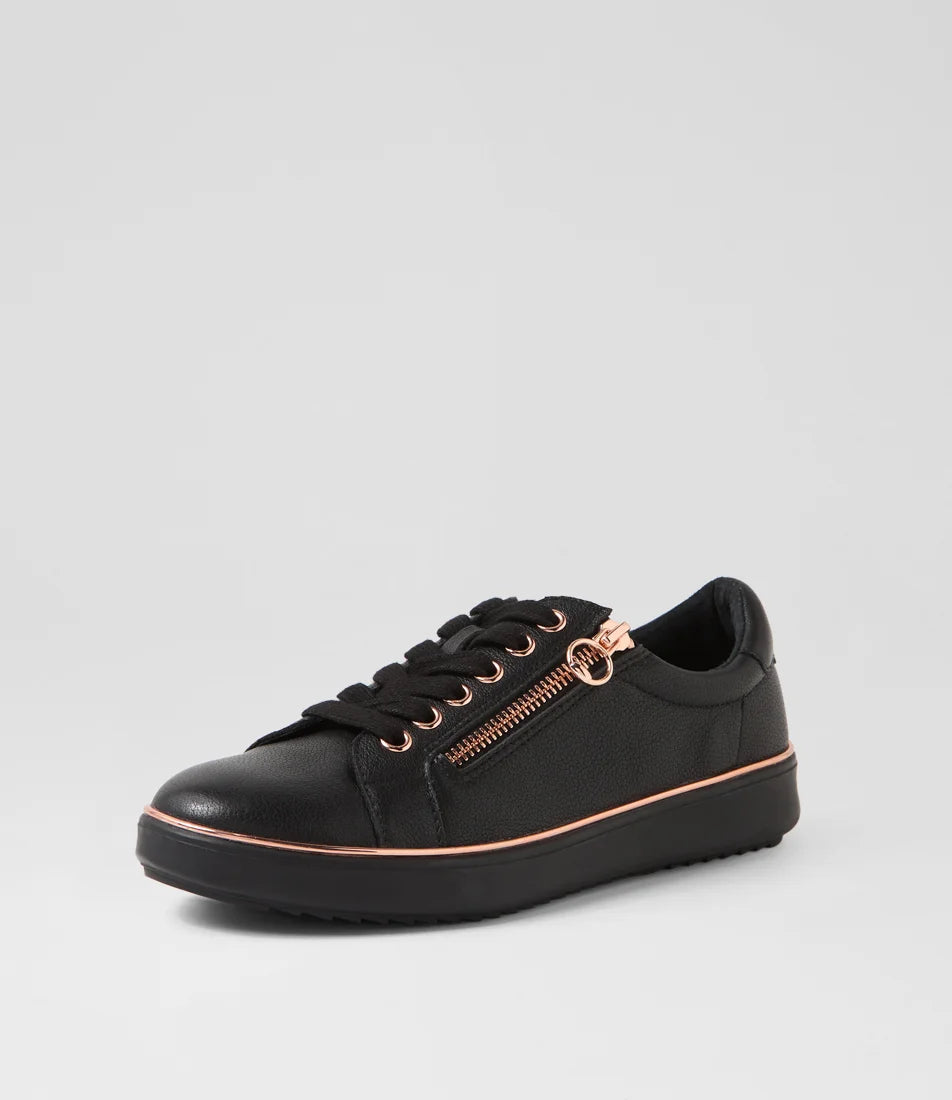Supersoft LINCON D Leather Sneakers - Black Rose Gold