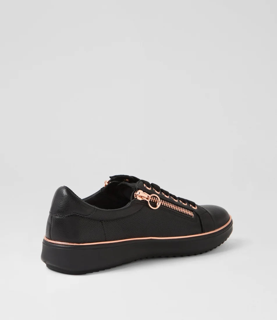 Supersoft LINCON D Leather Sneakers - Black Rose Gold