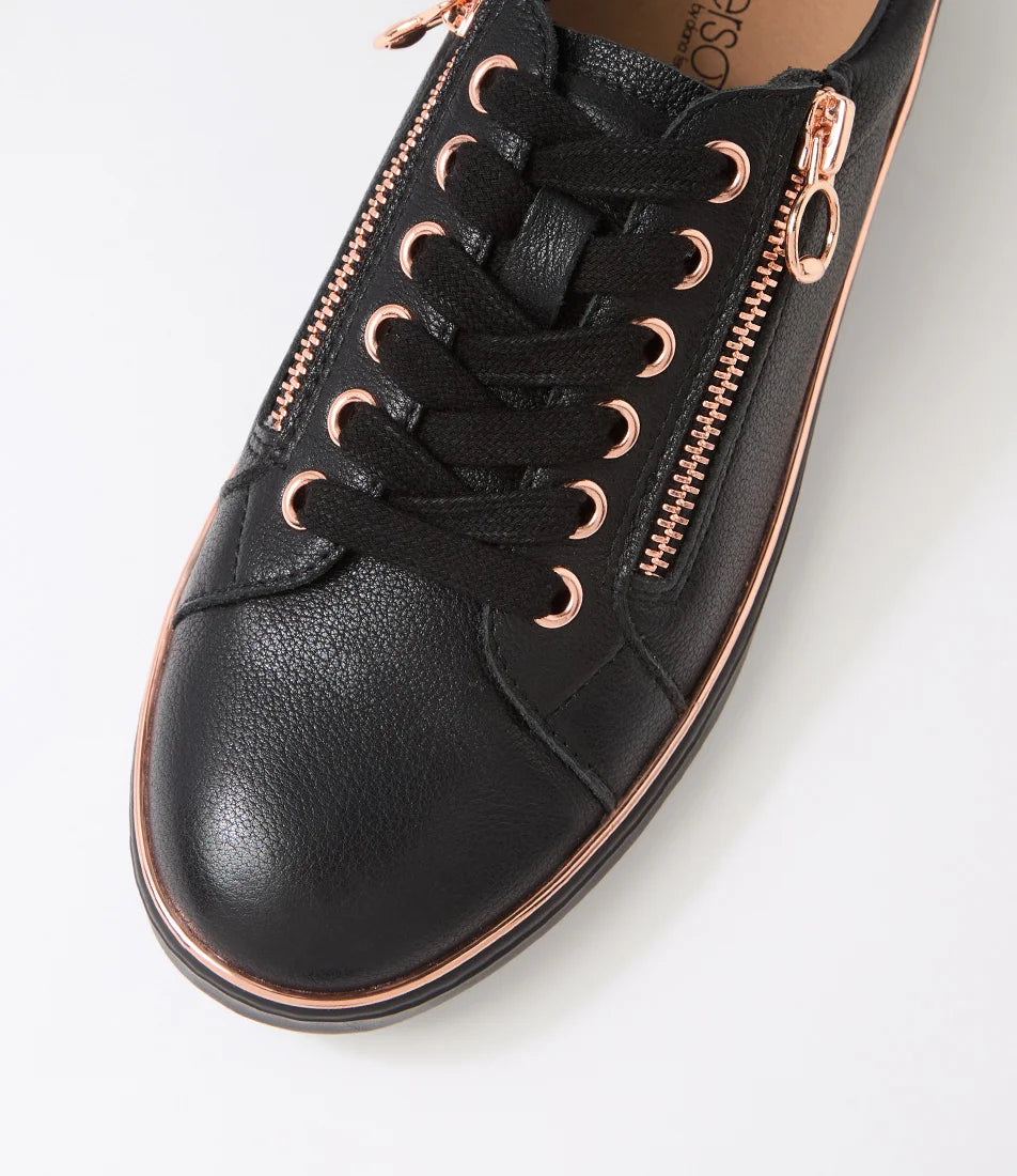 Supersoft LINCON D Leather Sneakers - Black Rose Gold