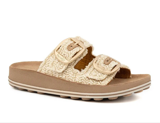 Fantasy Despoina Slide - Vanilla (Beige) Raffia Leather