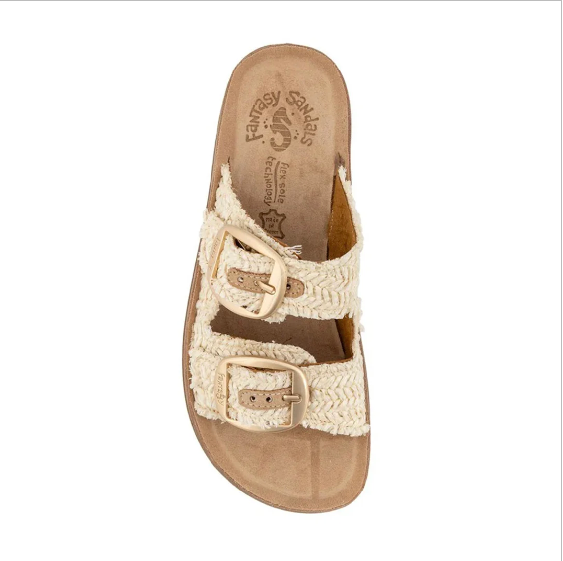 Fantasy Despoina Slide - Vanilla (Beige) Raffia Leather