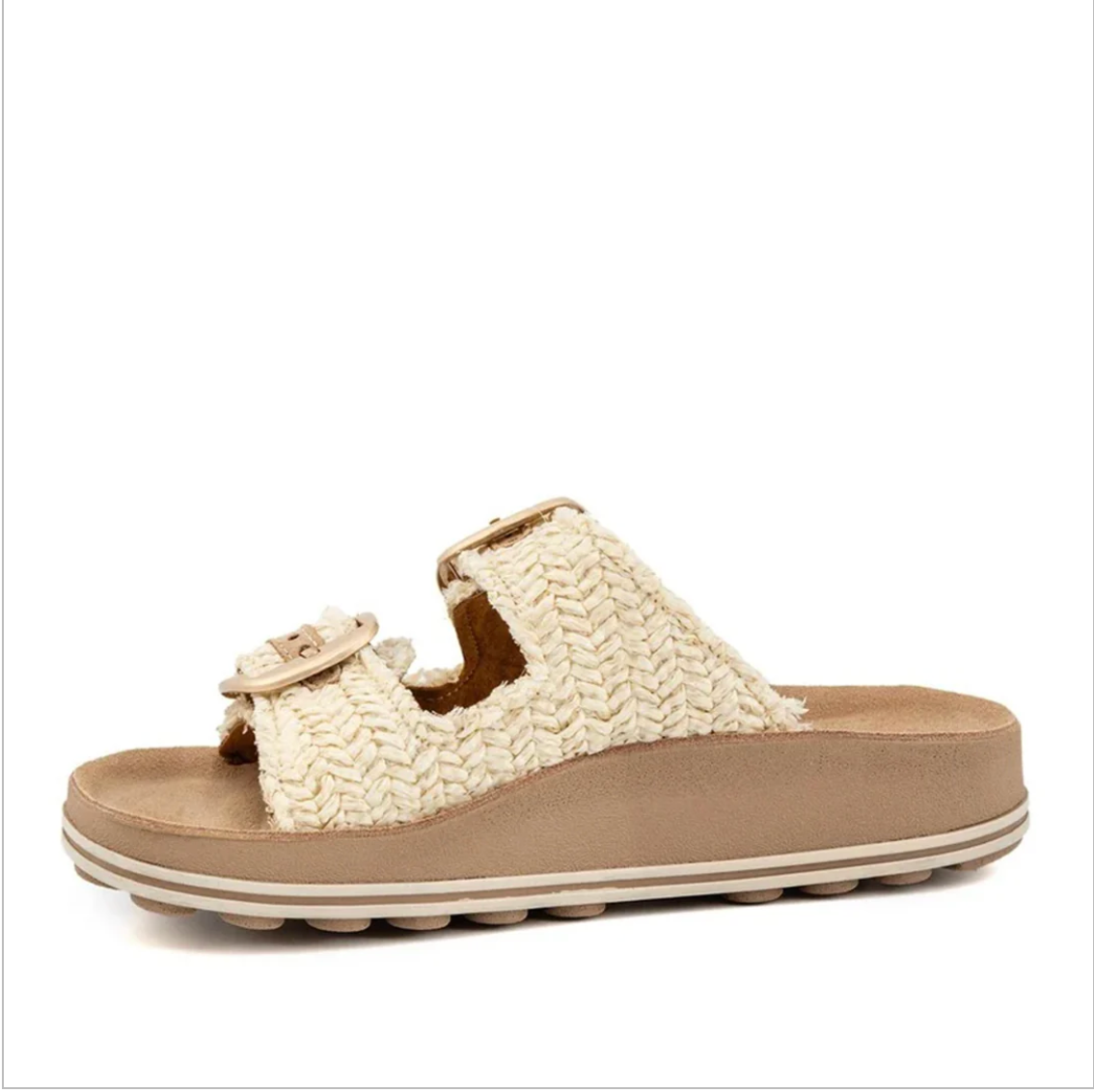 Fantasy Despoina Slide - Vanilla (Beige) Raffia Leather