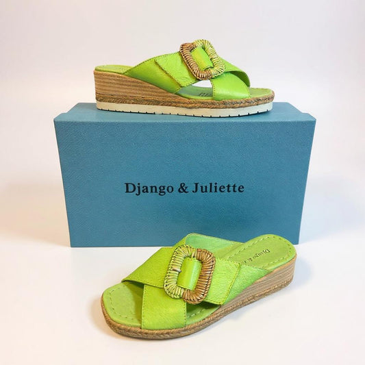 Django & Juliette Iveta Slide - Lt Lime Leather