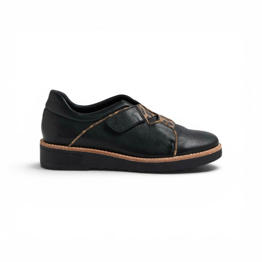 Django & Juliette Reinys Black Camel Leopard Leather Suede Flat Shoes