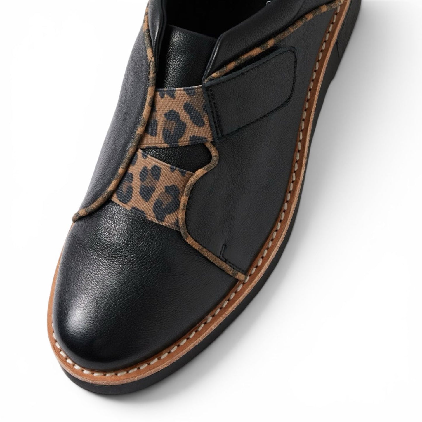 Django & Juliette Reinys Black Camel Leopard Leather Suede Shoes