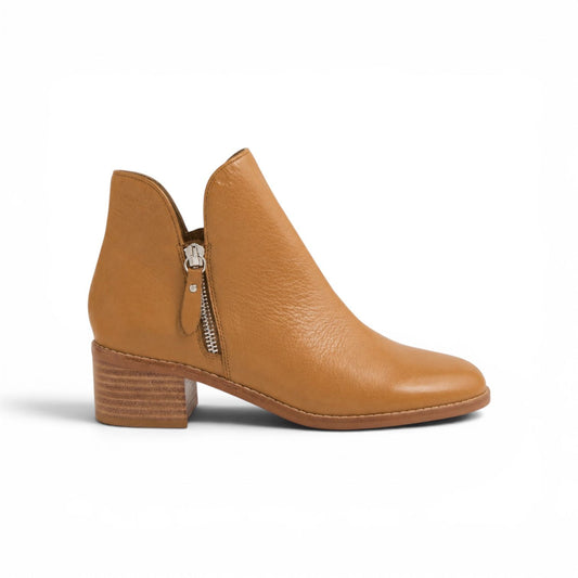 Django & Juliette Rollio Tan Natural Heel Leather Ankle Boots