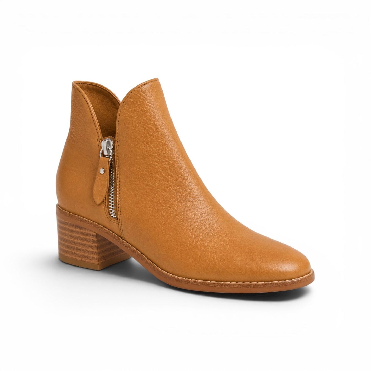 Django & Juliette Rollio Tan Natural Heel Leather Ankle Boots