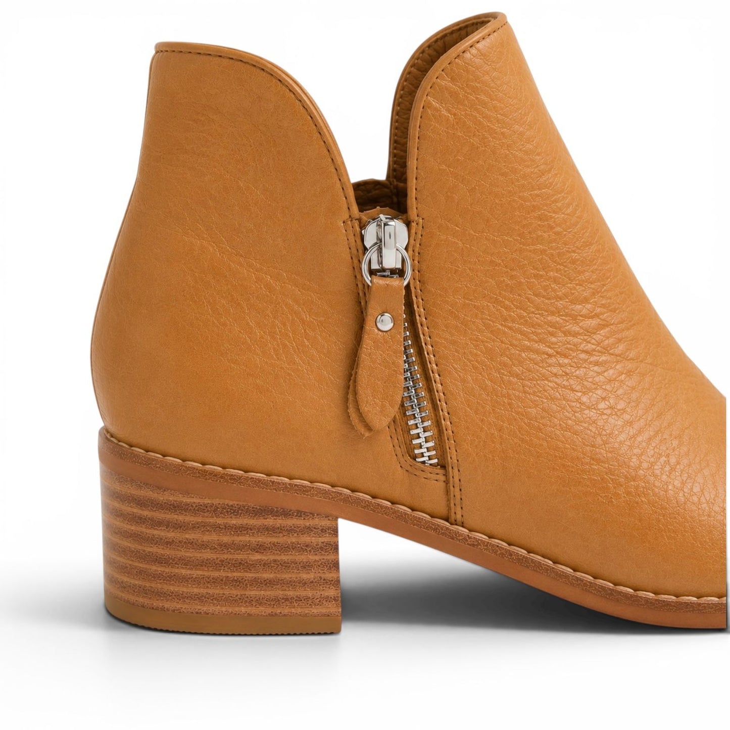 Django & Juliette Rollio Tan Natural Heel Leather Ankle Boots