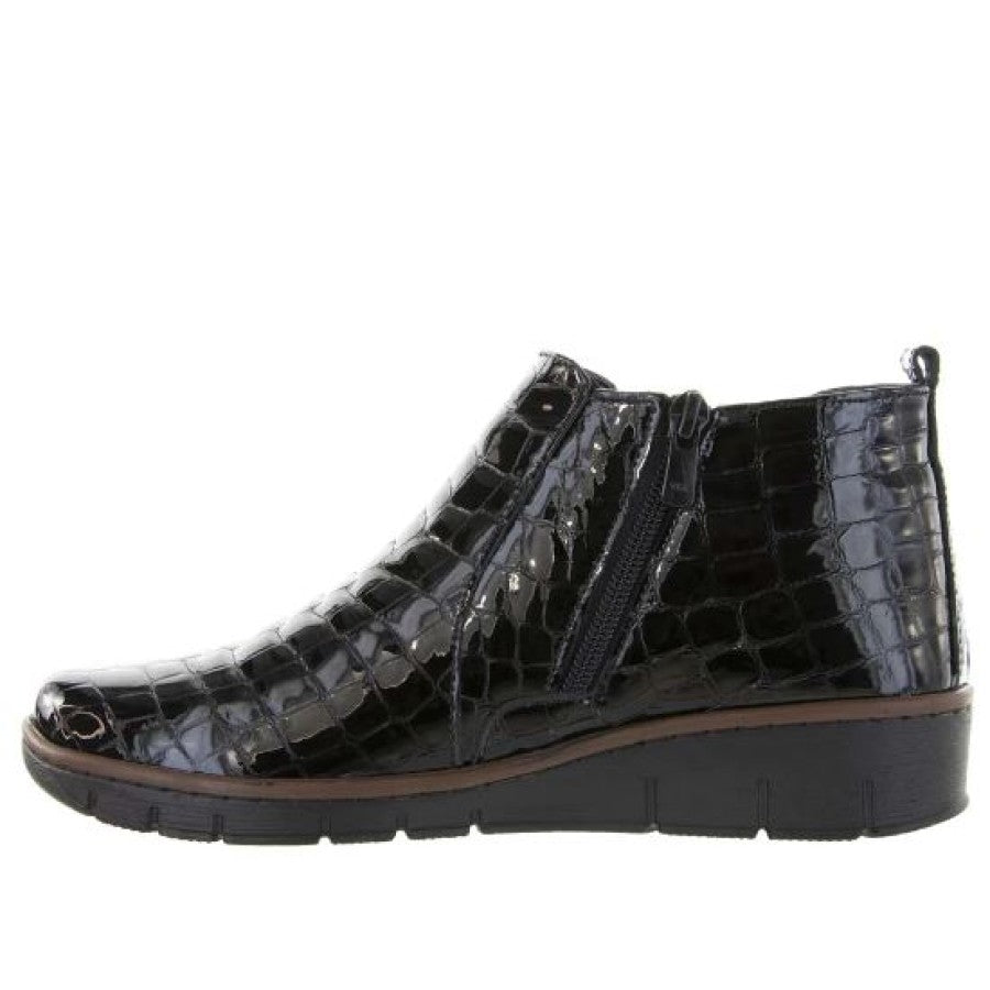 Cabello Comfort Ankle Boot CP452-22 - Black Croco