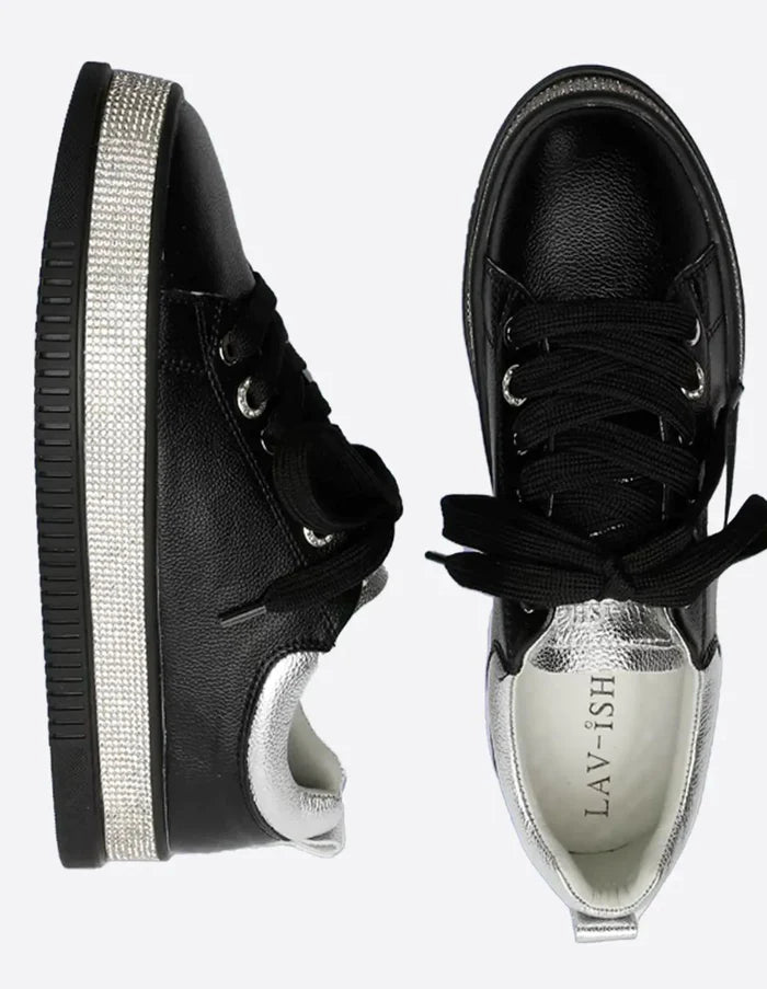 LAV-iSH Leather Luxe Sneakers LVSNKLUXBS - Black