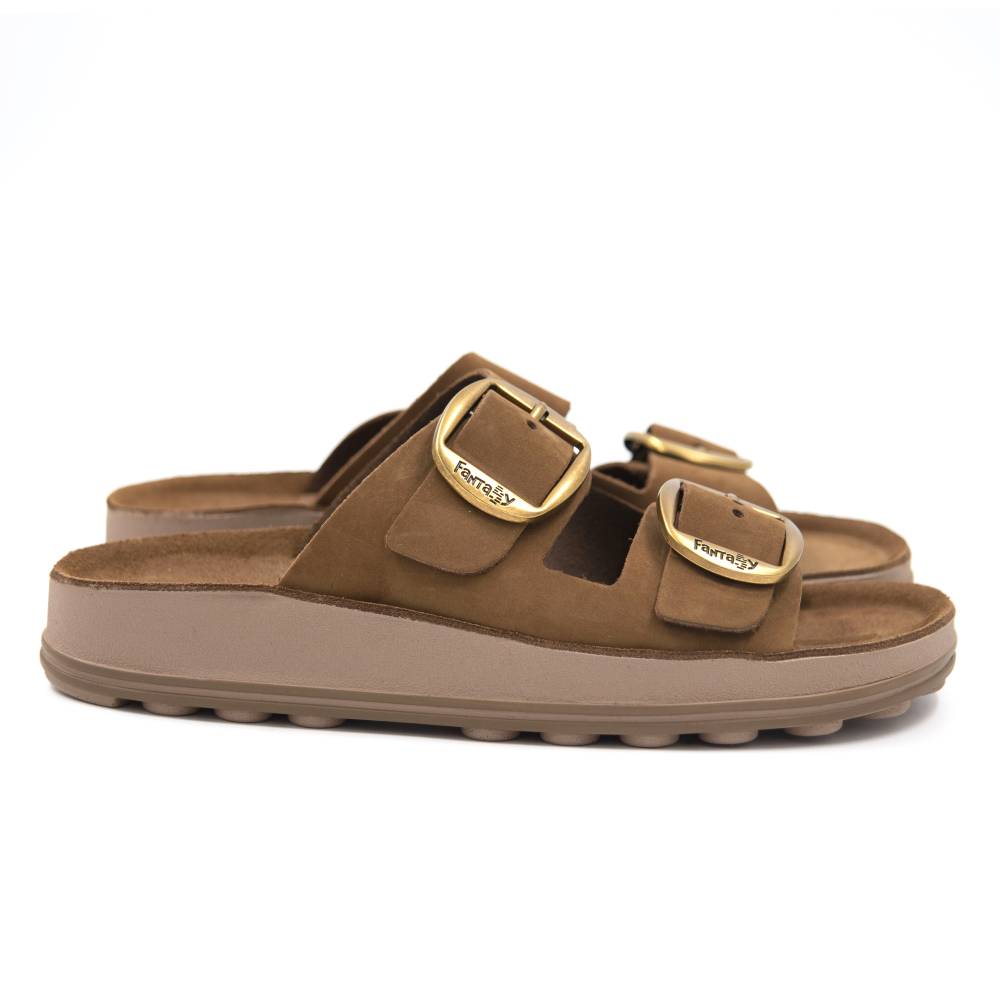 Fantasy Despoina Slide - Mochaccino (Chocolate) Leather