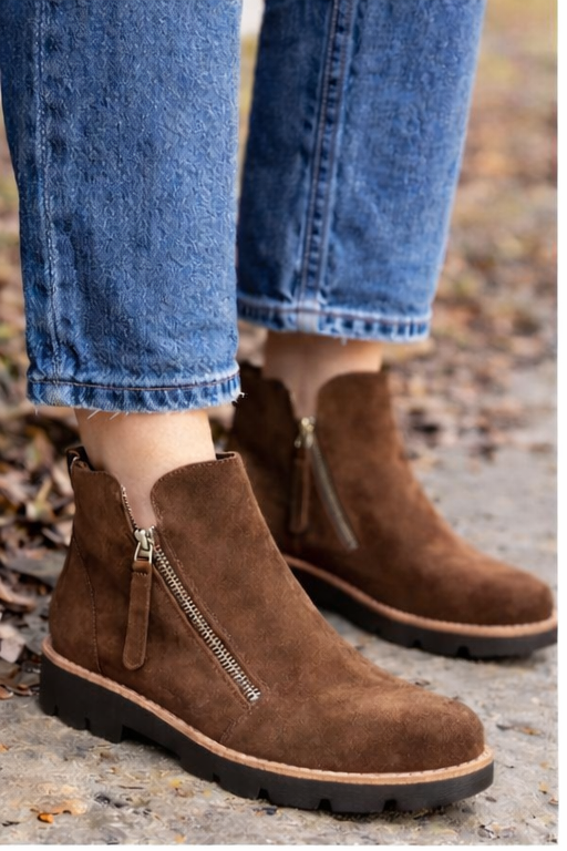 DOTTIZ by Django & Juliette Suede Leather Ankle Boot - Chocolate