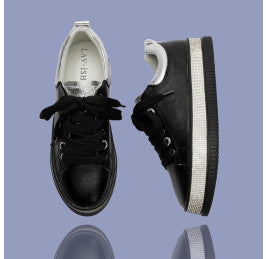 LAV-iSH Leather Luxe Sneakers LVSNKLUXBS - Black