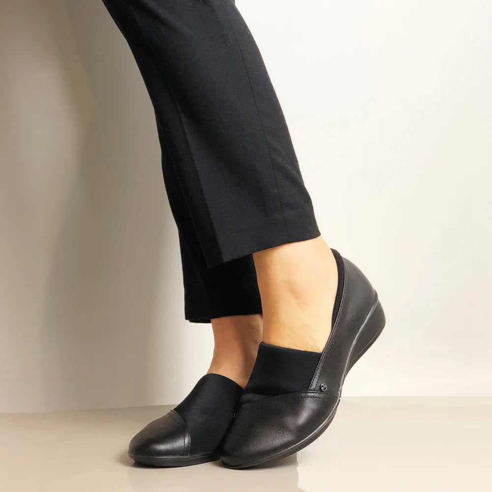 Revere - NAPLES - BLACK FRENCH LEATHER FLATS